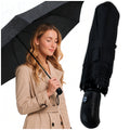 Paraguas XXL Plegable Automático Resistente al Viento Negro. Paraguas Abre y Cierra con un Botón. Estructura Sólida de Acero de 8 Varillas con Fibra de Carbono. Diámetro 96 Cm XXL. Material de Secado Rápido con Recubrimiento UV. Longitud Compacta 26 Cm -