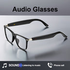 Gafas de Audio Inteligentes Multifuncionales con Altavoz Integrado y Tecnología Soundwave, Compatibles Con Llamadas Inalámbricas, Responder/Rechazar llamadas, Escuchar Música en las Gafas, Control por Foto, 85mAh*2 Batería Grande, Gran Autonomía, Diseño E