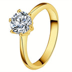 Anillos de Compromiso Clásicos para Ella, Anillo de Promesa de Acero Inoxidable con Circonita Cúbica Sintética, Anillos de Boda y Aniversario para Mujeres