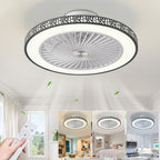 Ventilador de techo moderno de 48.26 cm con luz, 6 velocidades, reversible, de perfil bajo, ventilador de techo empotrado con luz LED regulable 3CCT, ventilador de techo con temporizador y control remoto para sala de estar, cocina, dormitorio y oficina