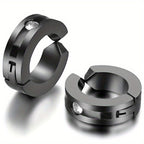 JewelryWe 2 piezas de aretes huggie de aro con bisagra y clip de acero inoxidable sin perforación (colores disponibles)