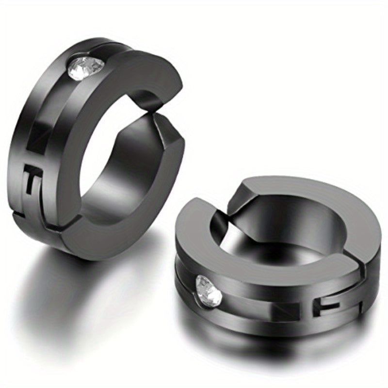 JewelryWe 2 piezas de aretes huggie de aro con bisagra y clip de acero inoxidable sin perforación (colores disponibles)