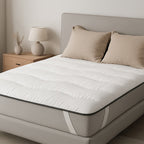Protector de colchón lavable a máquina, transpirable y agradable para la piel, anti-transpiración, relleno generoso, suave y cómodo, disponible en varios tamaños, ideal para hoteles, dormitorios y apartamentos