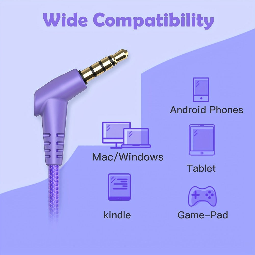 Auriculares con cable para niños New Bee KH20, tipo supraurales, limitador de volumen de 85 dB, compartir audio, plegables, ajustables, estéreo, para niños, aptos para escuela/tableta/PC