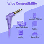 Auriculares con cable para niños New Bee KH20, tipo supraurales, limitador de volumen de 85 dB, compartir audio, plegables, ajustables, estéreo, para niños, aptos para escuela/tableta/PC