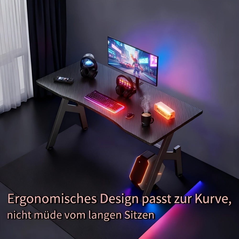 Mesa de trabajo para oficina, estaciones de trabajo para ordenador, escritorio de juego para ordenador en forma de A, estaciones de trabajo para escritorio de oficina con superficie de fibra de carbono, mesa de PC resistente para juegos y oficina, negro,