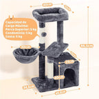 Costoffs Árbol de Gato con Plataforma de Altura de 87 Cm Árbol de Escalada con Cueva Cesta Postes de Sisal