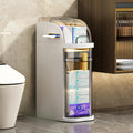 Organizador de baño estrecho de 4 niveles, gabinete de almacenamiento para baño delgado de 7.1″ con cajones y caja de pañuelos, armario móvil de plástico impermeable con ruedas para cocina pequeña, lavandería, sala de estar, unidades de cajones de almacen