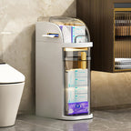 Organizador de baño estrecho de 4 niveles, gabinete de almacenamiento para baño delgado de 7.1″ con cajones y caja de pañuelos, armario móvil de plástico impermeable con ruedas para cocina pequeña, lavandería, sala de estar, unidades de cajones de almacen