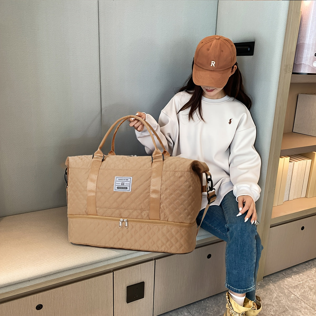 Juego de 2 bolsas de almacenamiento para equipaje, ligeras y plegables, expandibles, bolsa de viaje portátil para fin de semana y pernoctación, bolsa de fin de semana, bolsa de hospital, bolso tote para mujer para viajes de negocios, viajes, deportes, sen
