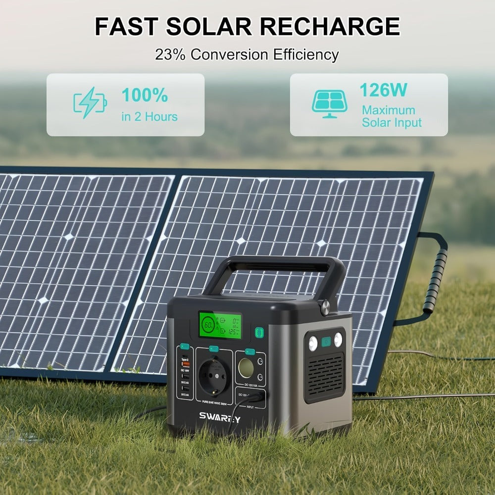 Swarey Batería Portátil Estación de Energía, Generador Solar con Batería de Litio 222Wh, Salida AC 300W, USB-C PD 65W, Generador de Energía para Camping, Viajes, Pesca, RV, Laptop y Smartphone