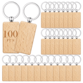100 Llaveros de Madera Natural | Llaveros en Blanco Grabados con Anillos de Metal, Material de Madera Artesanal Color Caqui Clásico, Ideal para Regalos de Pascua, Día de San Valentín, Día de la Independencia, Carnaval, Llaveros Lindos, Diseño Fácil, Super