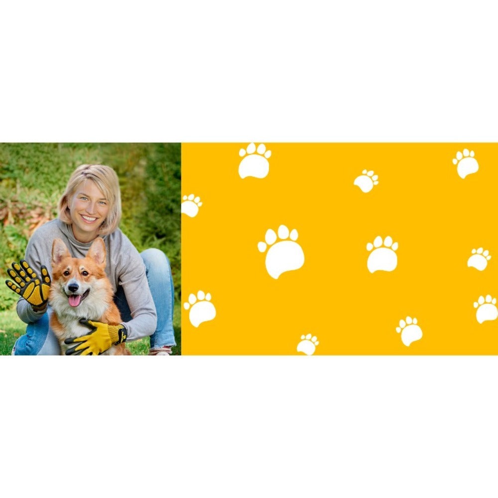 Guantes para baño y aseo de mascotas - Guantes para deshacer pelaje aptos para mascotas con pelo largo y corto, eficaces para eliminar el pelo de gatos, perros y caballos (Amarillo)