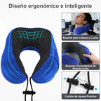 Una Almohada Cervical Ergonómica en Forma de U con Bolsa de Almacenamiento, Espuma de Memoria con Tecnología de Rebote Lento, Funda Lavable a Máquina, Ligera y Portátil para Avión, Oficina y Hogar, Apoya Cuello y Cabeza, Ideal para Siestas, Lectura y Ver