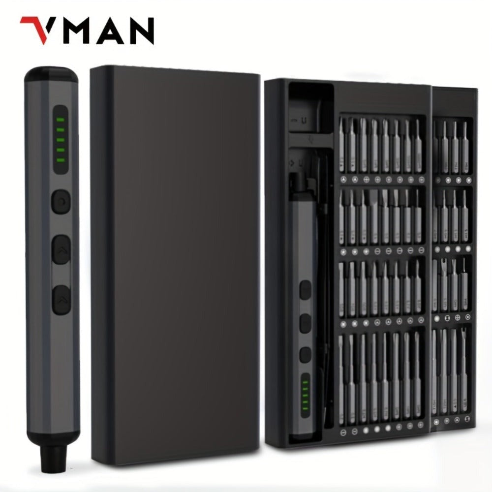 Destornillador Eléctrico, Kit de 68 en 1 con 64 Puntas Magnéticas, Herramienta Inalámbrica de Precisión para Reparación de Teléfono, Cámara y Laptop