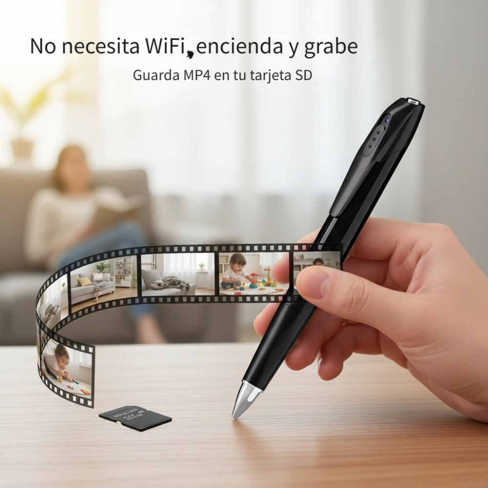 Bolígrafo Cámara 2 en 1: Bolígrafo Multifuncional con Grabación de Video FHD 1080P, Vista Remota Wifi a Través de la App, Almacenamiento Local en Tarjeta SD, Batería de Larga Duración de 300Mah, Inicio Rápido y Bajo Consumo de Energía, Ideal para Notas/Co