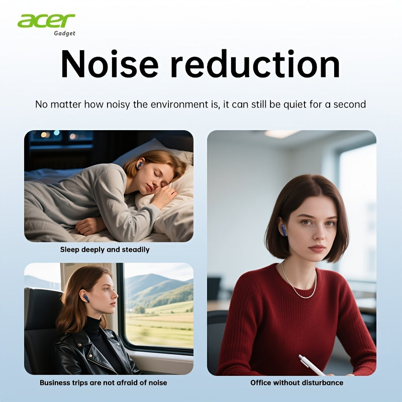 Auriculares Bluetooth | Auriculares inalámbricos Acer OHR548 con cancelación de ruido de mar profundo de 52 dB, diseño intrauditivo, tecnología