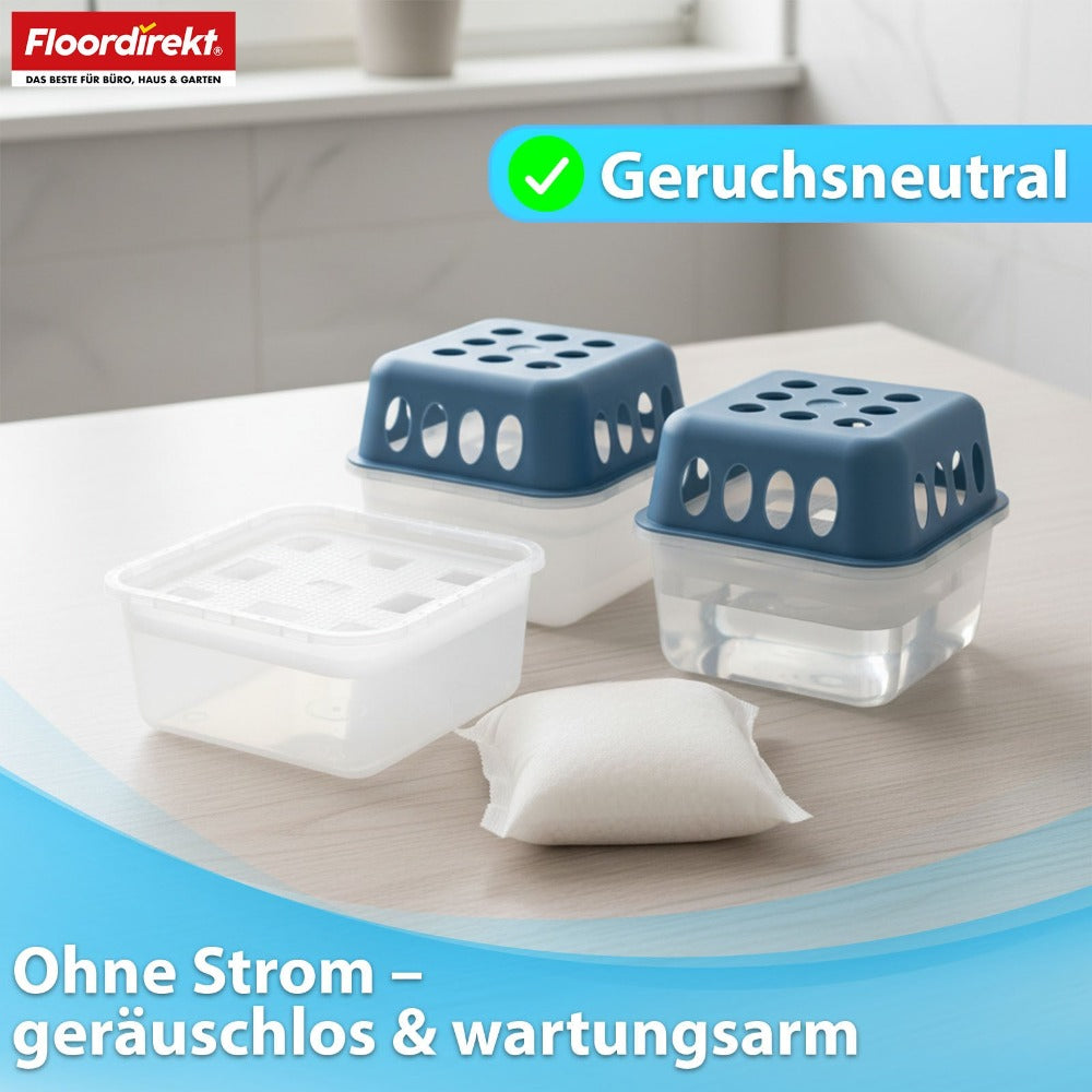 FLOORDIREKT Paquete de Recambios para Deshumidificador de Aire Habo en Paquete de 12 - Bolsas de Recambio de 400g para Deshumidificadores de Habitaciones - para Sótano, Baño y Espacios de Vida - Paquete de Recambios Generoso - Control Efectivo de la Humed