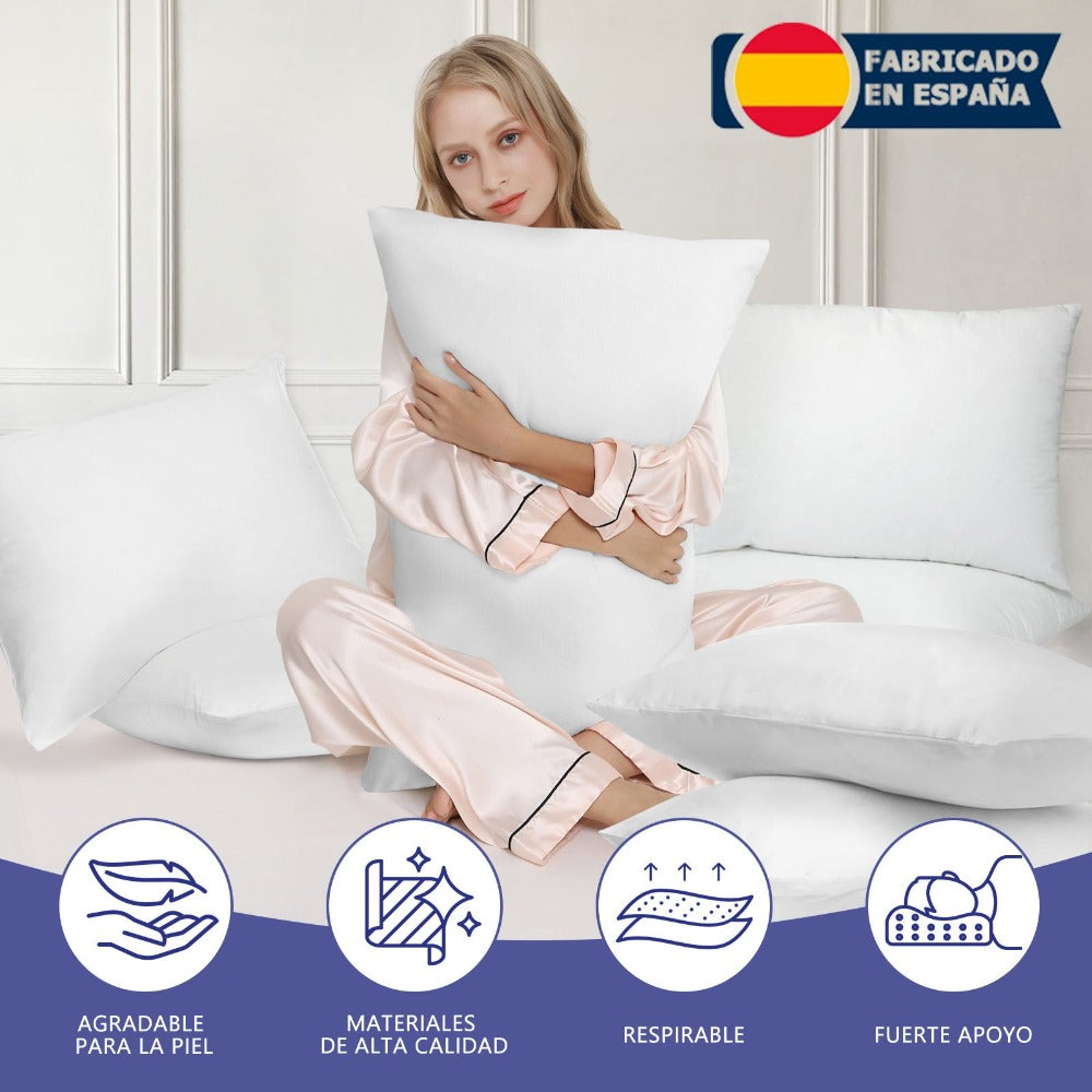 4 Unidades Relleno de Cojín Decorativo 45x45cm - Fibra Hueca Siliconizada para Sofá, Cama o Coche