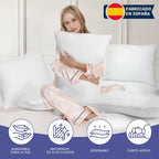 4 Unidades Relleno de Cojín Decorativo 45x45cm - Fibra Hueca Siliconizada para Sofá, Cama o Coche