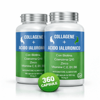[PROMOCIÓN 2 unidades] Colágeno y Ácido Hialurónico, con Coenzima Q10 y Biotina 360 Cápsulas - Hecho en Italia