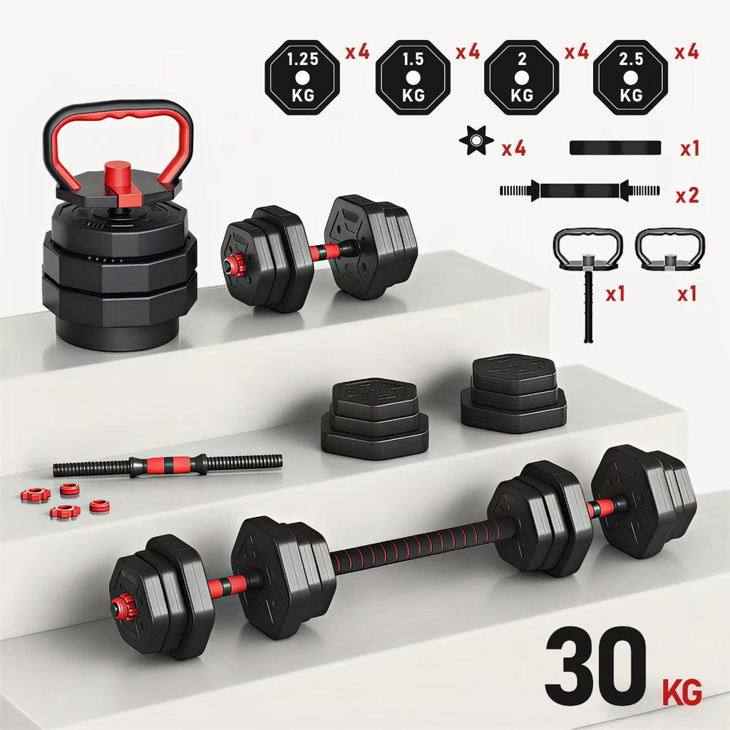 Mancuernas Ajustables de 30 kg, Juego de Pesas con Barra Libremente Combinable con Barras ConexióN, Pesos Fitness para Hombres/Mujeres.