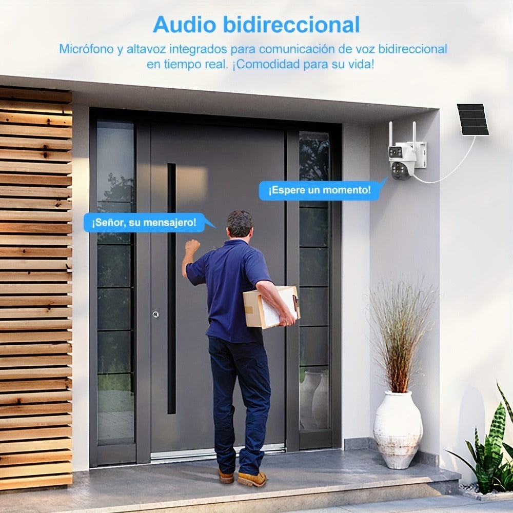 Cámara de Seguridad Exterior con Energía Solar, Tarjeta SIM y 4G LTE - Lente Dual HD 8MP, Zoom 10x, Detección de Movimiento/Humanos, Comunicación Bidireccional, Visión Nocturna a Color, para Vigilancia en el Hogar (No)
