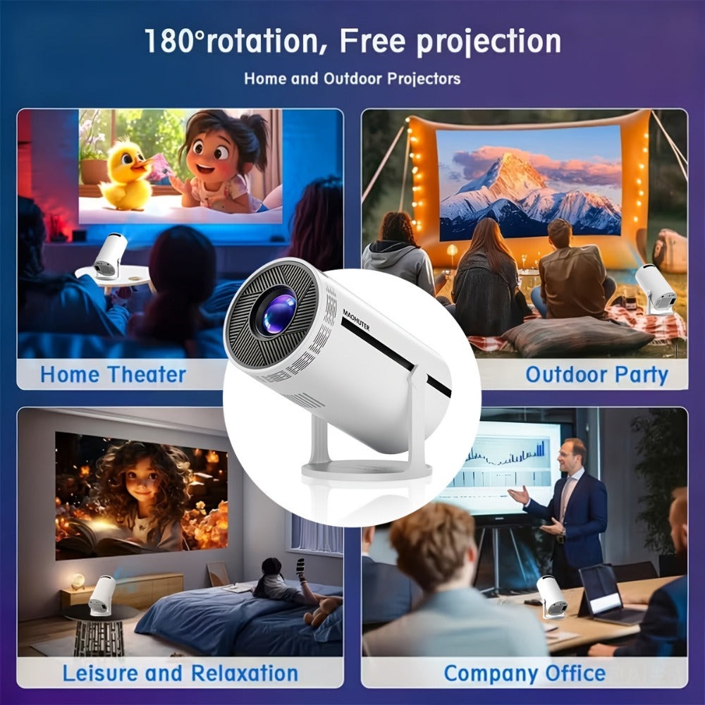 Proyector inteligente 4K Full HD, proyector sin varillas con WiFi y Bluetooth, compatible con 1080P, rotación de 180 grados, altavoces integrados, apto para iPhone/Android 11.0/sistema, compatible con Netflix y YouTube