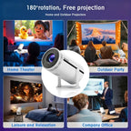 Proyector inteligente 4K Full HD, proyector sin varillas con WiFi y Bluetooth, compatible con 1080P, rotación de 180 grados, altavoces integrados, apto para iPhone/Android 11.0/sistema, compatible con Netflix y YouTube