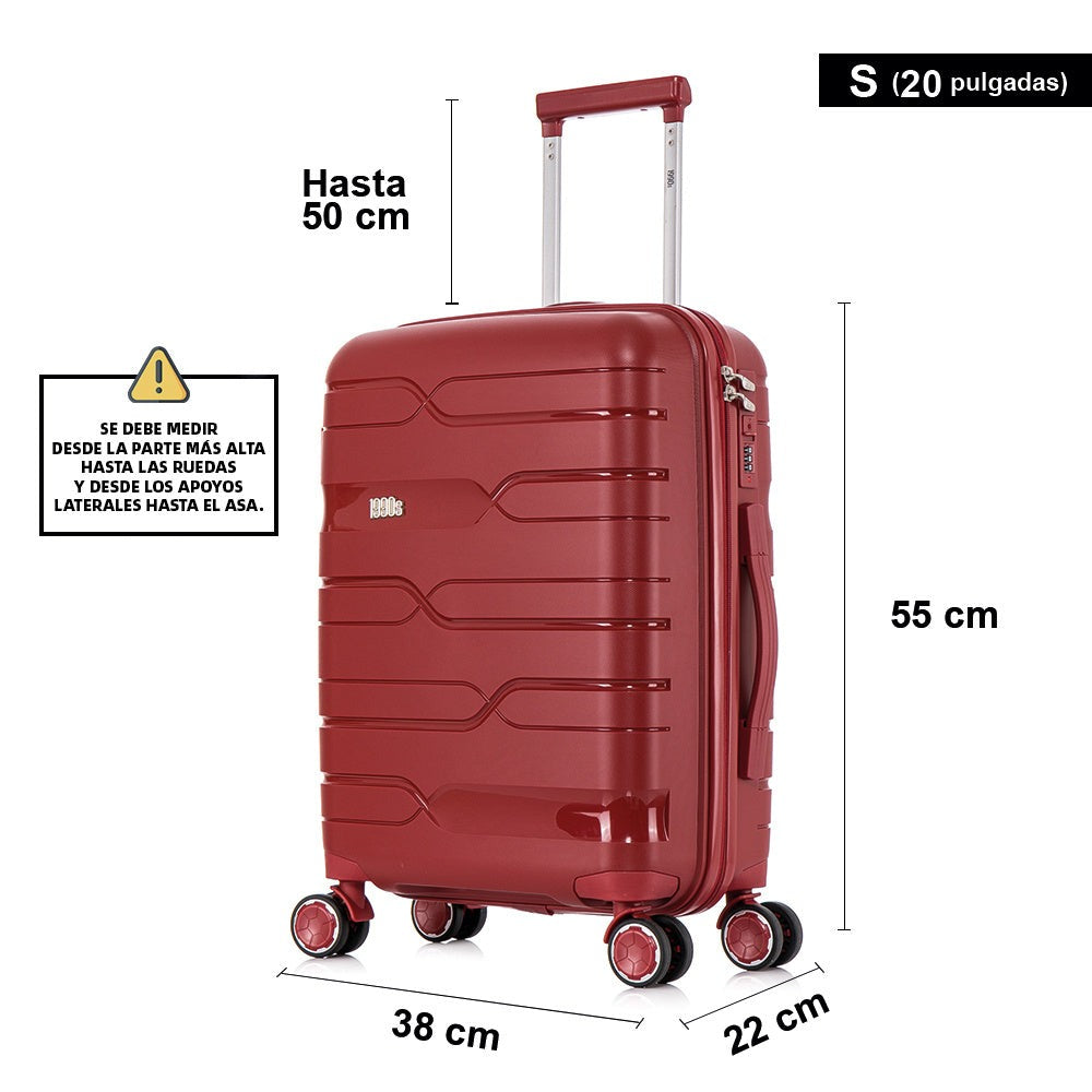 Maleta de cabina de 55x38x22cm (44L) de polipropileno - Candado incorporado - 20 pulgadas