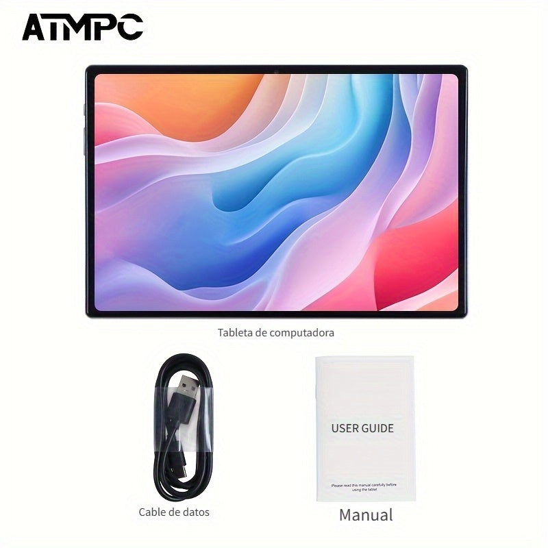Tabletas Android | ATMPC, Tablet Android, Tablet Android 14 de 10 pulgadas con procesador Octa-Core, 12GB (4GB+8GB) y 128GB de almacenamiento