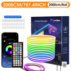 Tira de Luz LED RGB Neon de 30m/20m/15m/10m/5m con Sincronización Musical, Tira Flexible de 24V con Aplicación y Control Remoto, Tira de Luz Exterior IP"67", Ideal para Dormitorio, Habitación y Decoración Exterior