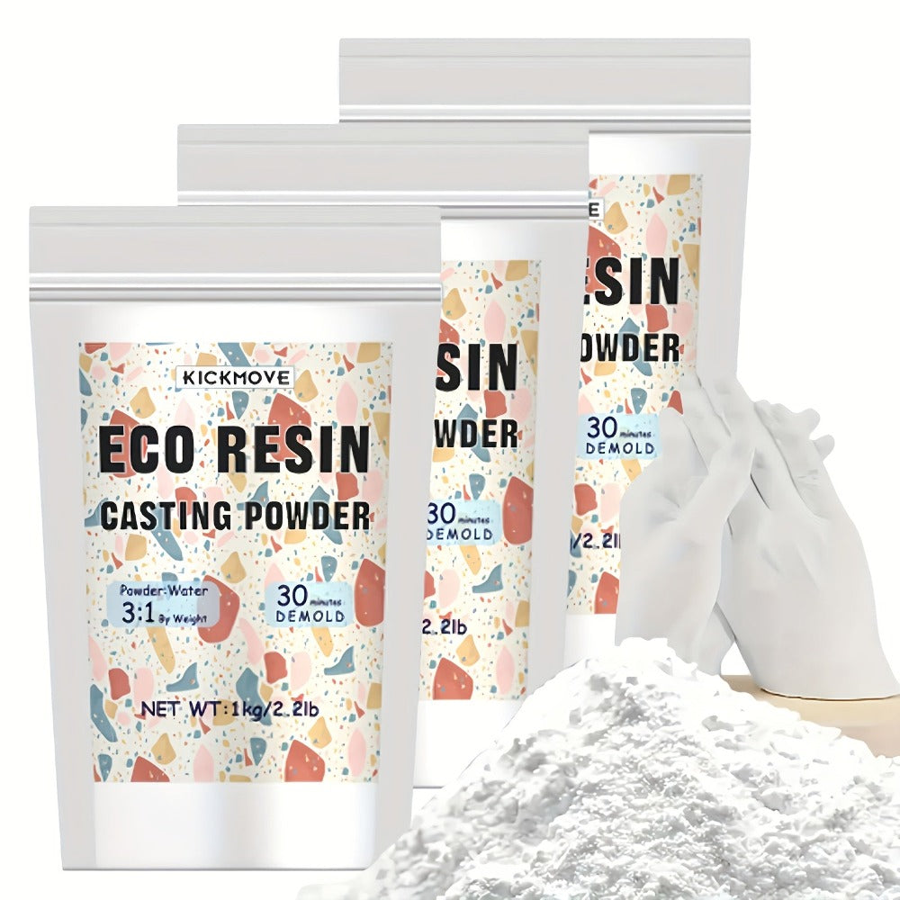 Polvo de Resina para Fundición 2000g, Kit de Resina Ecológica de Secado Rápido para Principiantes, Desmolde en 20-30 Minutos, Polvo de Yeso Activado con Agua Fácil de Mezclar para Artesanías, Escultura, DIY y Arte en el Hogar