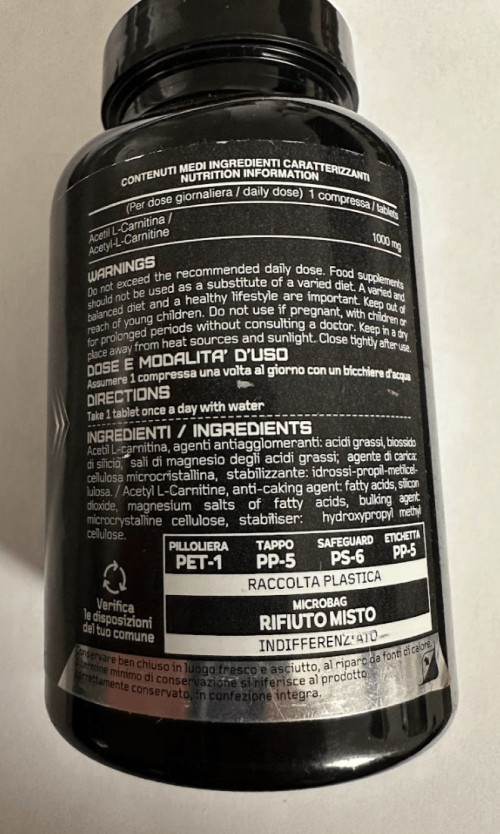 Vitastrong L-Carnitine 60 Tabletas | Suplemento Alimenticio con Acetyl L-Carnitine 1000 Mg Por Tableta, Fórmula Vegana, Sin Gluten