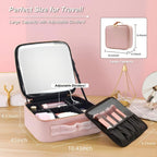 Neceser de Maquillaje, Bolso de Maquillaje con Espejo, Gran Capacidad, Bolso de Mano Portátil de Alta Gama, Bolsa de Almacenamiento de Cosméticos para Mujeres y Hombres, Espejo Redondo Pequeño de Detalle de Belleza con Aumento