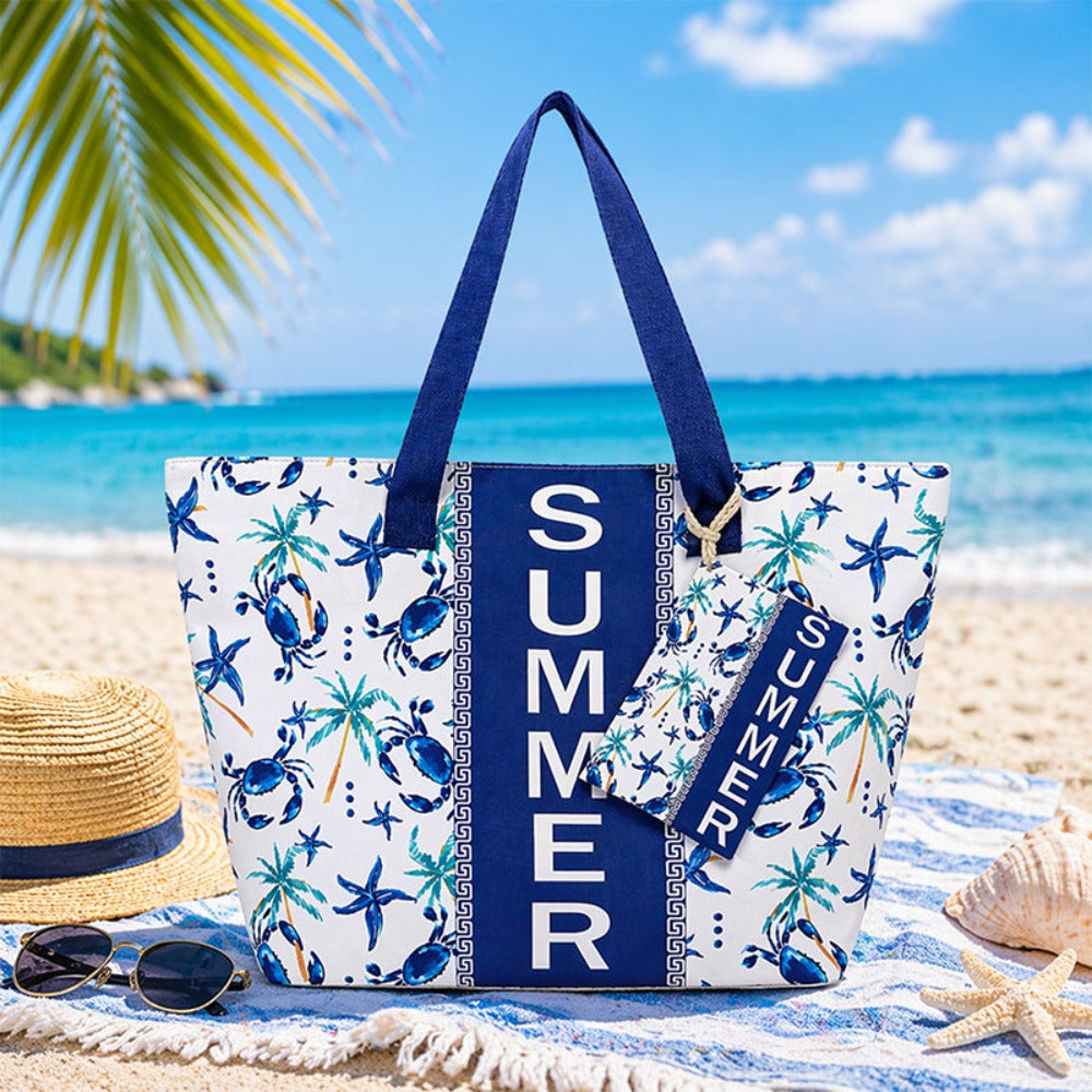 Bolso Tote de Playa con estampado veraniego, amplio y espacioso, bolso de gran capacidad para mujer, ideal para playa, piscina, viajes y uso diario