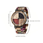 LeeEv Fashion Relojes Clásicos de Madera Ligera para Mujer en Colores Mezclados, Reloj Analógico de Cuarzo Grabado en Madera Colorida Hecho a Mano para Mujer y Regalo