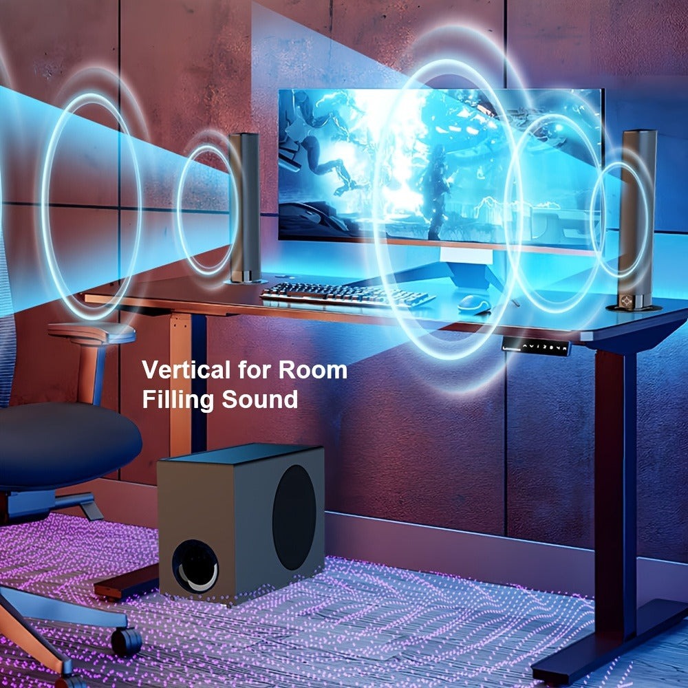 Barra de sonido con subwoofer, barra de sonido para Smart TV, con graves profundos, aumento de volumen y 3 modos de ecualizador, conexión inalámbrica/ARC/óptica/AUX, barra de sonido desmontable con control remoto por infrarrojos