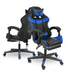Silla Gaming con Reposapiés, Silla Gaming Ergonómica, Silla de Ordenador con Soporte Lumbar, Reposacabezas, Sillas de PC Ajustables en Altura con Asiento Giratorio de 360° para Oficina o Gaming