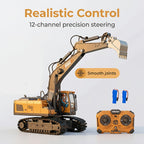 Vehículo de construcción con control remoto amarillo de 13 canales, excavadora, camión volquete, bulldozer, regalo perfecto para cumpleaños, Halloween y Navidad de niños