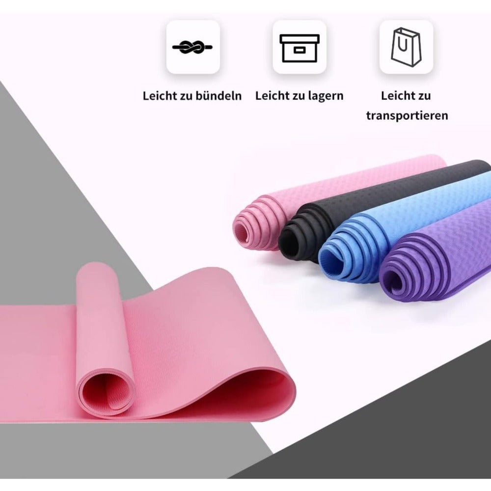 1 paquete - 6mm / 8 mm/10mm (morado / negro / Rosa / azul / gris) almohadilla de yoga antideslizante antisísmica engrosada, estera de yoga sólida duradera 183 * 61cm, almohadilla de fitness de amortiguación grande, almohadilla de fitness universal para ho