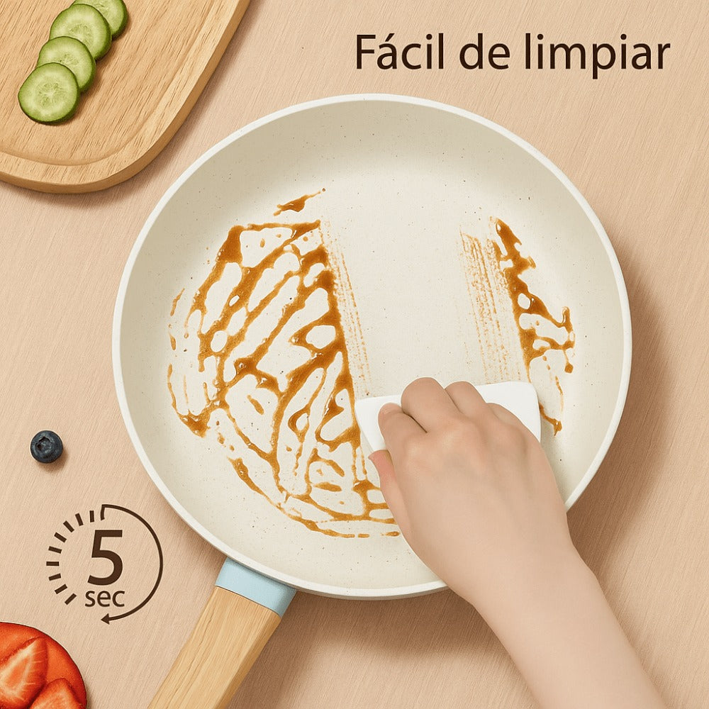 Juego de Sartenes Cocina 20+24+28 Revestimiento Antiadherente para Inducción | Recubrimiento Cerámico | Mango Soft-Touch | Set de Sartenes | Libre de PFOA y PFAS