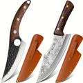 2 cuchillos de chef, cuchillo de cocina con funda de cuero - Cuchillo de chef forjado a mano, perfecto para cuchillo de rebanar, cuchillo japonés para el hogar