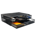 Soporte para monitor con almacenamiento y cajones extraíbles | organizador de escritorio con bandejas y base antideslizante 40x12x30 cm