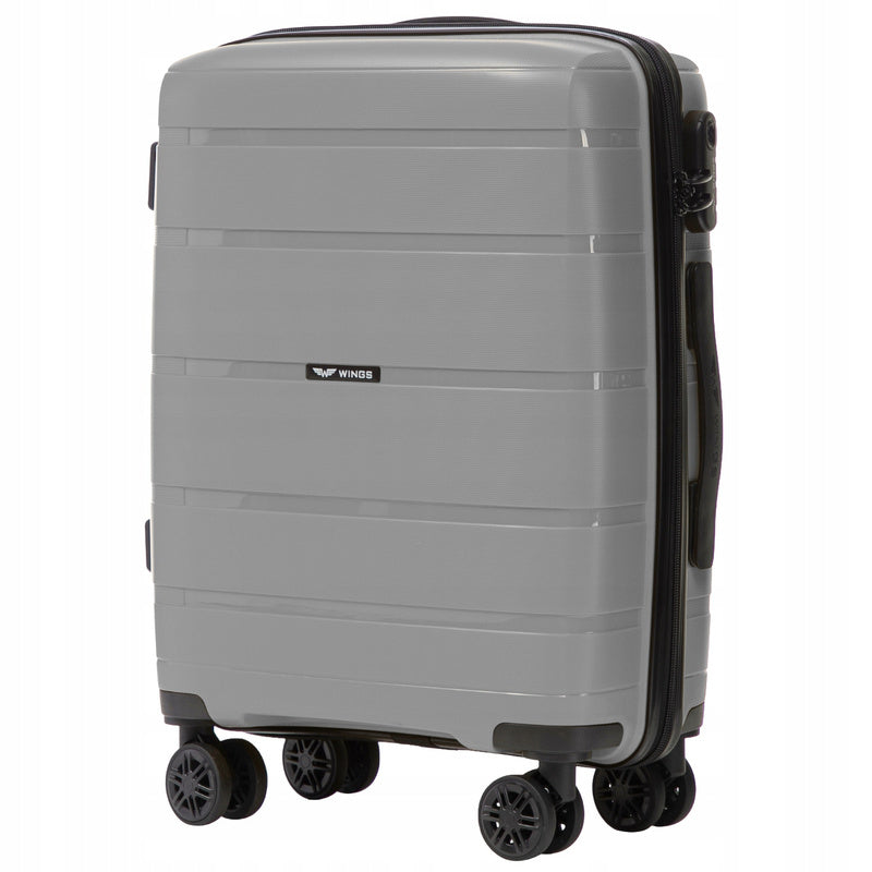 Maleta de Cabina de 20", Dura, Aproximadamente 55 X 40 X 20 Cm / Color Gris / Equipaje de Mano RESISTENTE AL DAÑO, Toma de Mano Telescópica / 4 Ruedas Dobles de 360° / Cerradura con Código / Asas Laterales y Superiores HAWFINCH