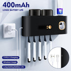 Portacepillos de dientes inteligente de pared automático y dispensador de pasta de dientes con UVC, una operación, panel de visualización, apto para baño, sistema de secado higiénico, ahorra espacio para baños pequeños, exprimidor automático de pasta de d
