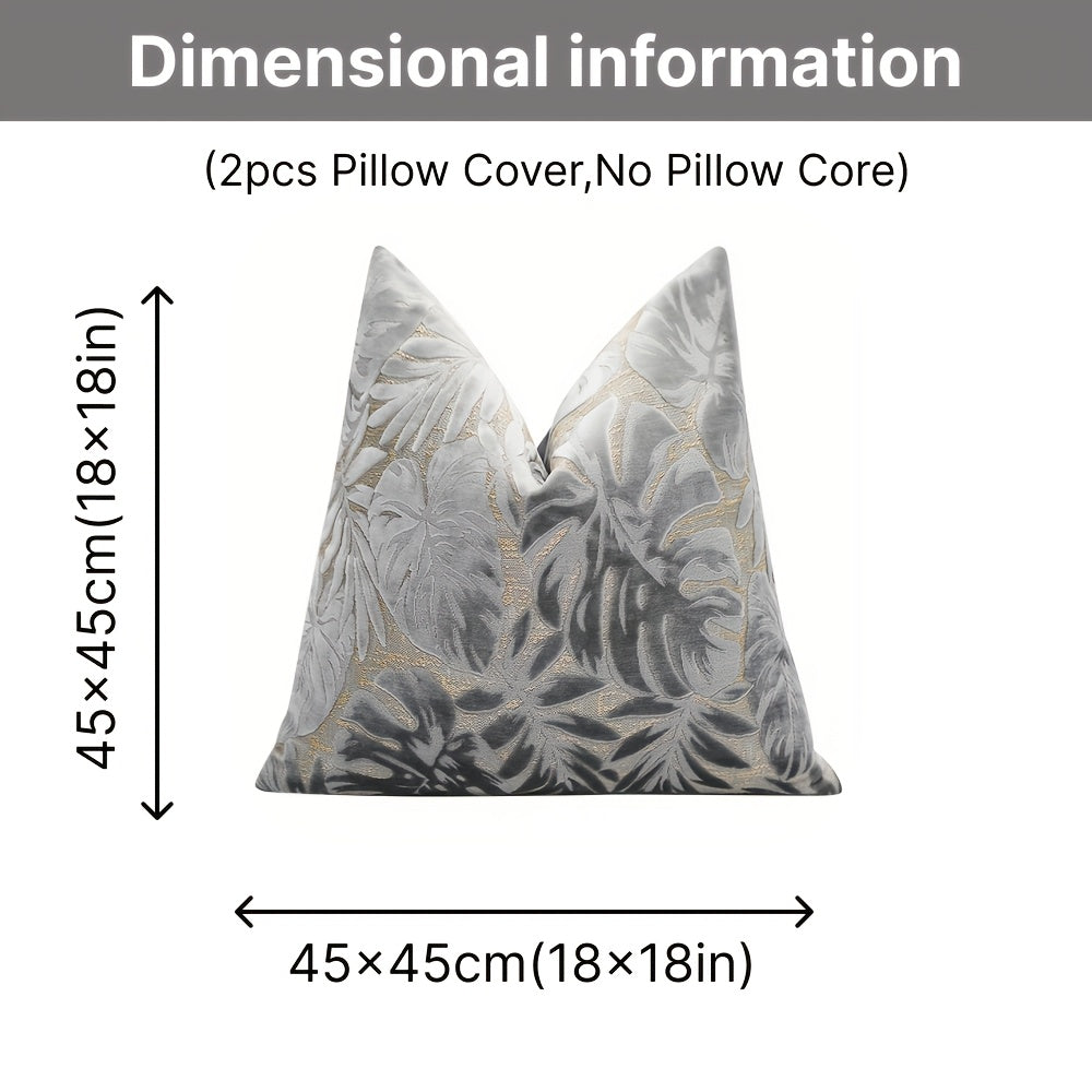Juego de 2 fundas de almohada de terciopelo grueso, funda de cojín decorativa para sofá con plantas tropicales, funda de almohada suave y cómoda, varios colores disponibles, 45.72x45.72cm, 50.8x50.8cm, apta para sala de estar, sofá, dormitorio (sin rellen