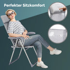CASARIA® Sillas de Jardín Juego de 4 Plegables Ajustables en 7 Direcciones de Aluminio con Respaldo Alto Función Reclinable Silla de Camping Plegable para Balcón Silla Plegable Respaldo Alto