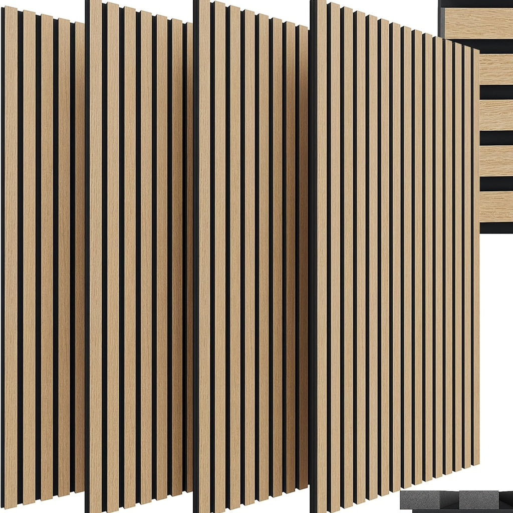 4 paneles acústicos 3D de 120X60X2.1Cm, 2.88Sqm - 4 piezas, paneles de pared con aspecto de madera, materiales de aislamiento acústico, revestimiento de pared para aislamiento acústico eficaz, con aislamiento acústico de fieltro, para estudio de grabación