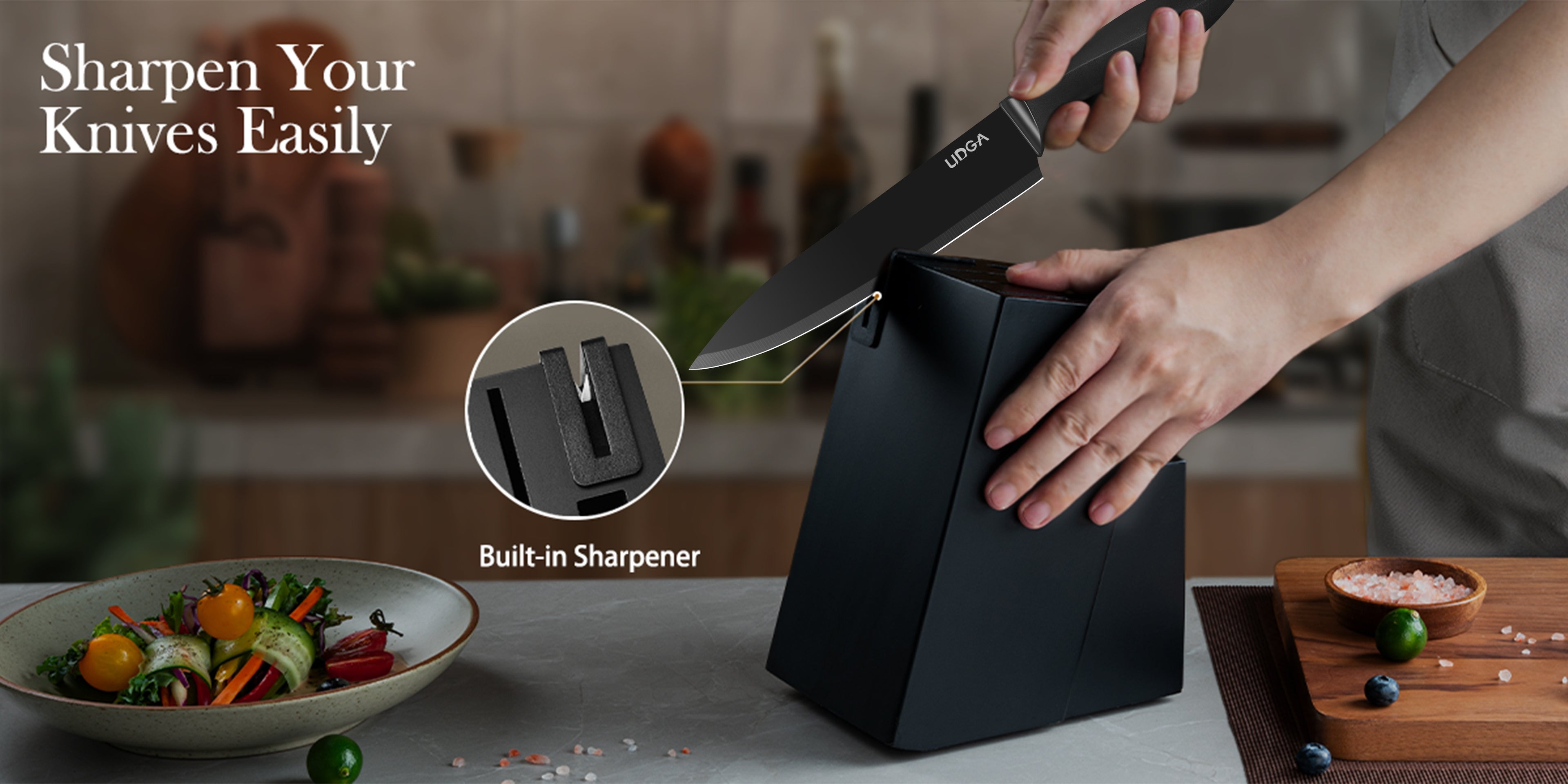 Juego de cuchillos de cocina | Juego de cuchillos de cocina, juego de 15 cuchillos, juego de bloque de cuchillos de acero inoxidable alemán de